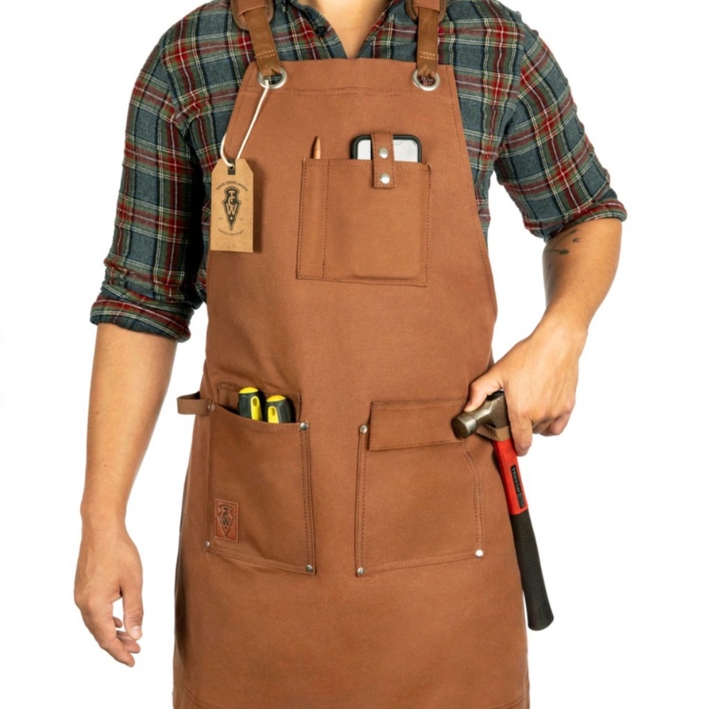 Texas Canvas Wares Waxed Canvas Heavy Duty Work Apron With Pockets -M-XL